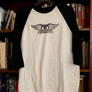 *NWOT* Rare Aerosmith baseball tee black/white
